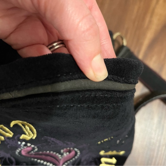 Vintage Juicy Couture Black Velvet Satchel/ Shoulder Bag - Picture 5 of 15